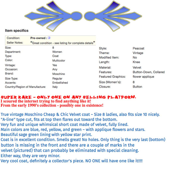 💝HP🌹💚 RARE Vintage MOSCHINO Cheap & Chic Coat 8 - Picture 4 of 14